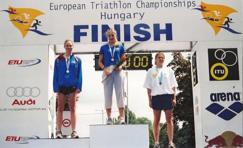 Heidi on the triathlon podium